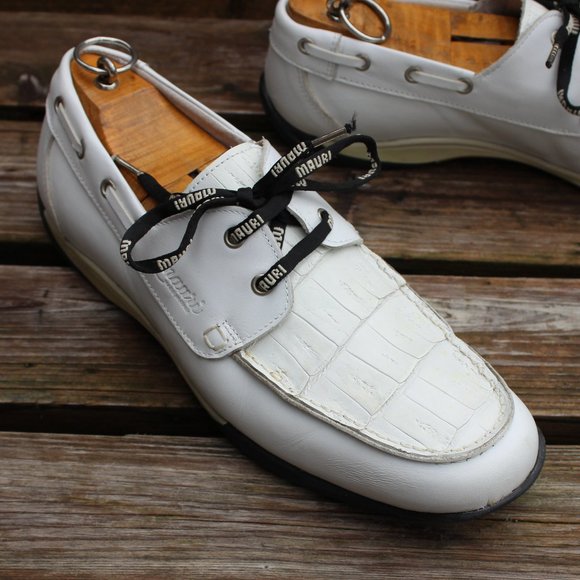 Mauri White Crocodile and Calf Driving Shoe, Size 43, made in Italy, EUC - Picture 2 of 12